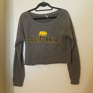 Grey cropped California Cal sweatshirt